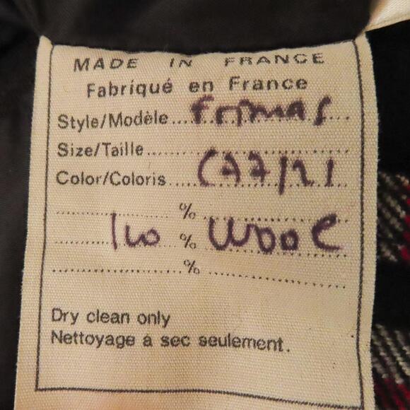 VTG Celine Plaid Wool Skirt 42 4 6 Black Red White OG Handwritten Tag Academia - Picture 3 of 10